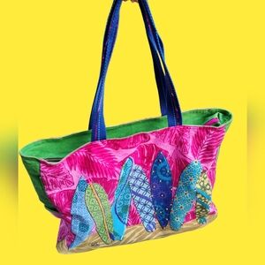Paul Brent large tote, surf board, beach colorful